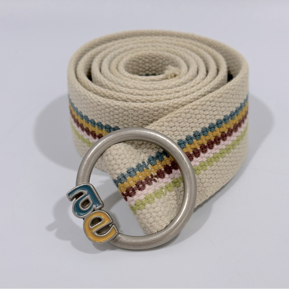 American Eagle Vintage Y2K Multicolor Striped Cotton Canvas Cloth Belt Medium